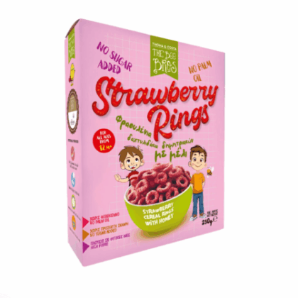 Δαχτυλίδια δημητριακών με Μέλι & Φράουλα 250γρ - The Bee Bros