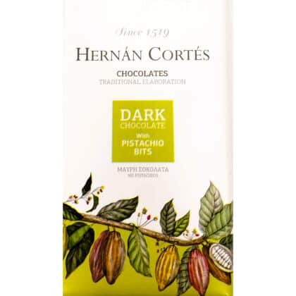 Μαύρη Σοκολάτα με Φυστίκια 85γρ - Hernan Cortes